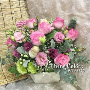 Pink Roses Flower Basket